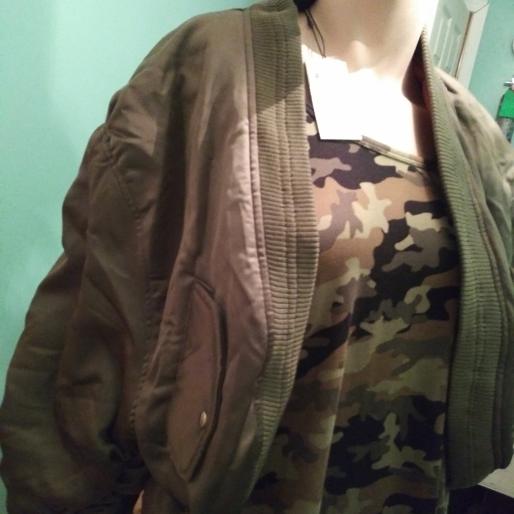 Cardigan olive flight jacket